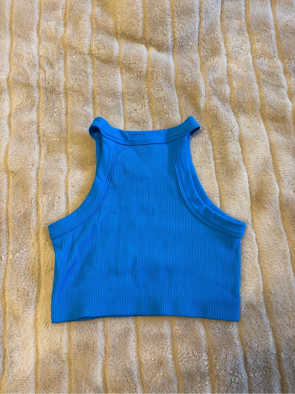 Cotton On Bright Blue Ribbed High Neck Crop Tank
